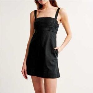 Abercrombie & Fitch Black Eleanor Linen Blend Dress with Skort Adjustable Straps
